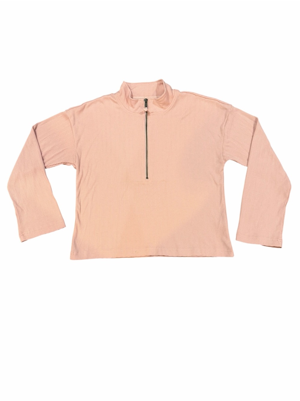 O’Neill Ribbed Quarter Zip Pullover Sweater Blush Pink Mock Neck Size Small